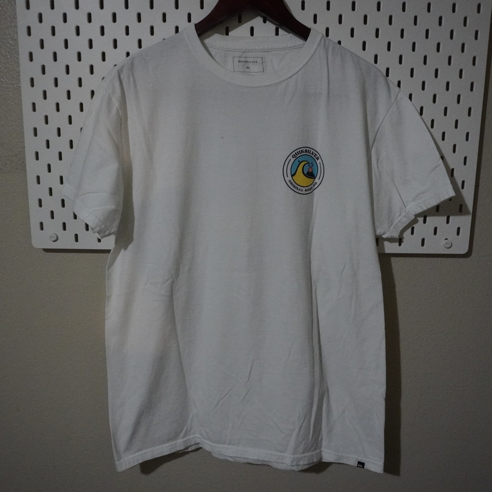 Quiksilver T Shirt Mens Large White Original Surf Co Graphic Skater‎ Boarder